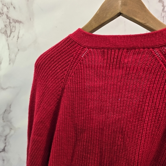 Vintage Cardigan Womens Large Red Knit Jacket Sweater Button Up Granny Acrylic - Picture 5 of 8